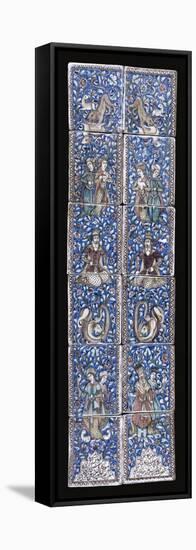 A Panel of Twelve Qajar Moulded Pottery Tiles-null-Framed Premier Image Canvas