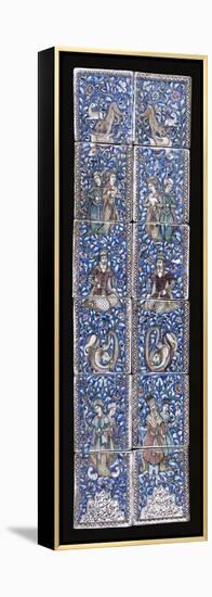 A Panel of Twelve Qajar Moulded Pottery Tiles-null-Framed Premier Image Canvas
