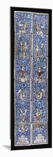 A Panel of Twelve Qajar Moulded Pottery Tiles-null-Mounted Giclee Print