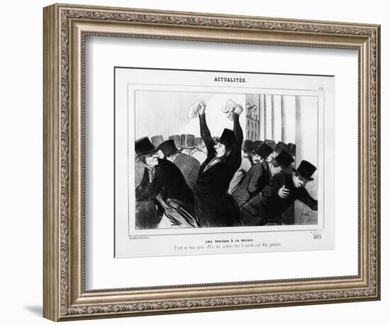 A Panic at the Stock Exchange', Caricature from 'Le Charivari', December 9, 1845-Honore Daumier-Framed Giclee Print