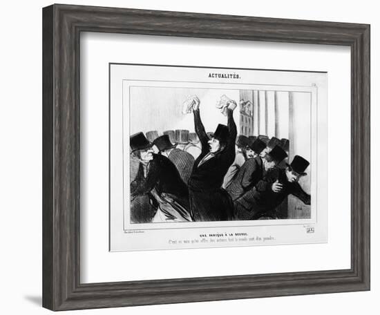 A Panic at the Stock Exchange', Caricature from 'Le Charivari', December 9, 1845-Honore Daumier-Framed Giclee Print