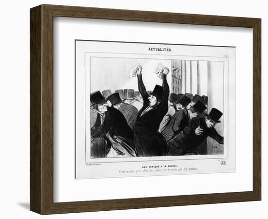 A Panic at the Stock Exchange', Caricature from 'Le Charivari', December 9, 1845-Honore Daumier-Framed Giclee Print