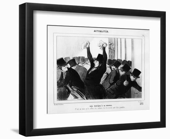 A Panic at the Stock Exchange', Caricature from 'Le Charivari', December 9, 1845-Honore Daumier-Framed Giclee Print