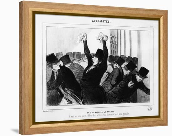 A Panic at the Stock Exchange', Caricature from 'Le Charivari', December 9, 1845-Honore Daumier-Framed Premier Image Canvas