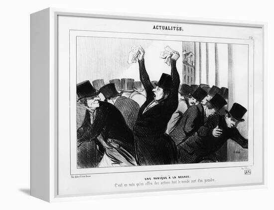 A Panic at the Stock Exchange', Caricature from 'Le Charivari', December 9, 1845-Honore Daumier-Framed Premier Image Canvas
