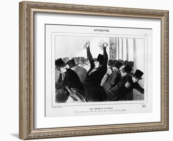 A Panic at the Stock Exchange', Caricature from 'Le Charivari', December 9, 1845-Honore Daumier-Framed Giclee Print