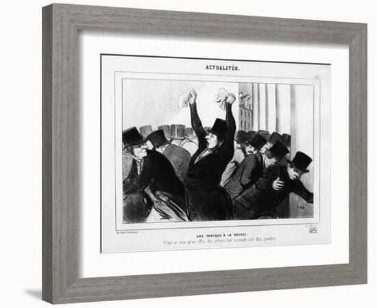 A Panic at the Stock Exchange', Caricature from 'Le Charivari', December 9, 1845-Honore Daumier-Framed Giclee Print