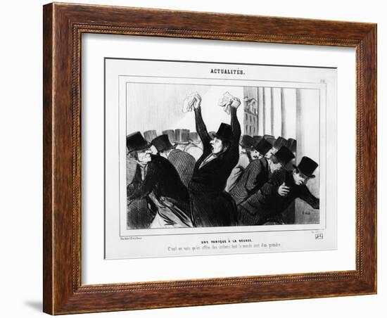 A Panic at the Stock Exchange', Caricature from 'Le Charivari', December 9, 1845-Honore Daumier-Framed Giclee Print