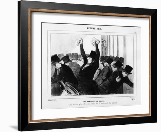 A Panic at the Stock Exchange', Caricature from 'Le Charivari', December 9, 1845-Honore Daumier-Framed Giclee Print