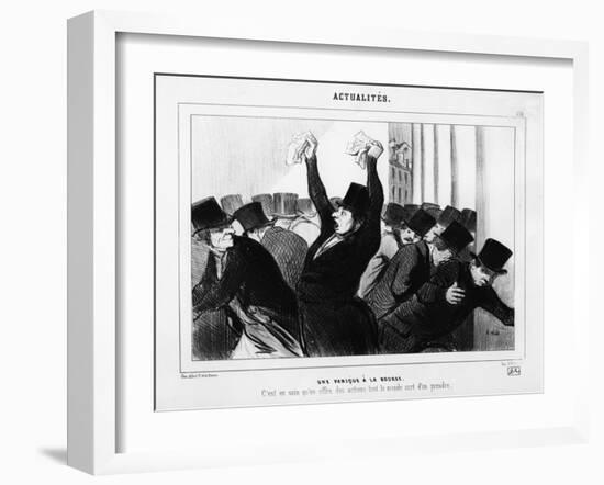 A Panic at the Stock Exchange', Caricature from 'Le Charivari', December 9, 1845-Honore Daumier-Framed Giclee Print