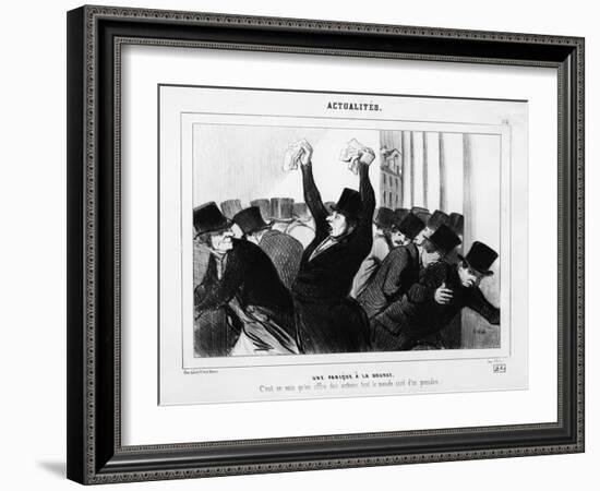 A Panic at the Stock Exchange', Caricature from 'Le Charivari', December 9, 1845-Honore Daumier-Framed Giclee Print