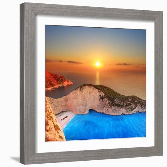 A Panorama of Sunset over Zakynthos Island, Greece-Ljsphotography-Framed Photographic Print