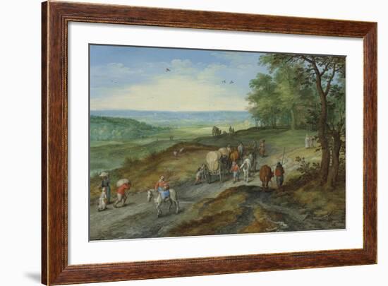 A Panoramic Landscape with a Covered Wagon-Pieter Bruegel the Elder-Framed Premium Giclee Print