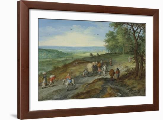 A Panoramic Landscape with a Covered Wagon-Pieter Bruegel the Elder-Framed Premium Giclee Print