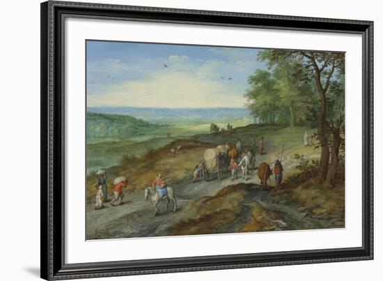 A Panoramic Landscape with a Covered Wagon-Pieter Bruegel the Elder-Framed Premium Giclee Print