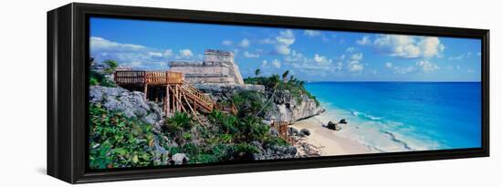 A Panoramic of Mayan Ruins of Ruinas De Tulum (Tulum Ruins) and El Castillo at Sunset-null-Framed Stretched Canvas