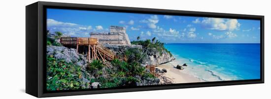 A Panoramic of Mayan Ruins of Ruinas De Tulum (Tulum Ruins) and El Castillo at Sunset-null-Framed Stretched Canvas