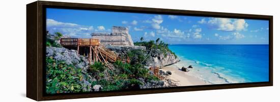 A Panoramic of Mayan Ruins of Ruinas De Tulum (Tulum Ruins) and El Castillo at Sunset-null-Framed Stretched Canvas