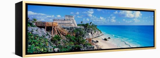 A Panoramic of Mayan Ruins of Ruinas De Tulum (Tulum Ruins) and El Castillo at Sunset-null-Framed Stretched Canvas