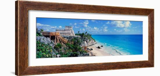 A Panoramic of Mayan Ruins of Ruinas De Tulum (Tulum Ruins) and El Castillo at Sunset-null-Framed Photographic Print