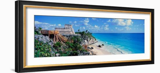 A Panoramic of Mayan Ruins of Ruinas De Tulum (Tulum Ruins) and El Castillo at Sunset-null-Framed Photographic Print