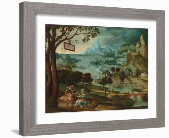 A Panoramic River Landscape with Judah and Tamar-Lucas Gassel-Framed Giclee Print