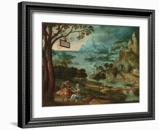 A Panoramic River Landscape with Judah and Tamar-Lucas Gassel-Framed Giclee Print