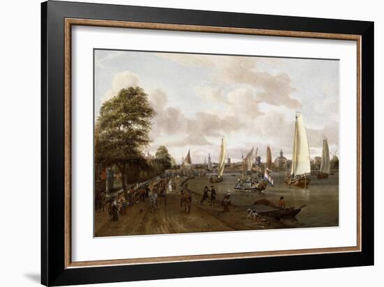 A Panoramic View of Amsterdam with a Barge and Smallships on the Buiten-Amstel-Abraham Storck-Framed Giclee Print