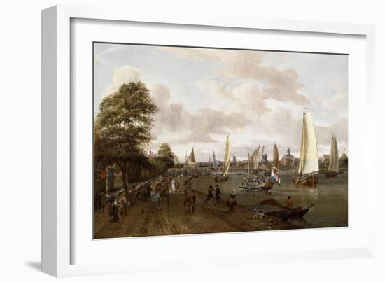 A Panoramic View of Amsterdam with a Barge and Smallships on the Buiten-Amstel-Abraham Storck-Framed Giclee Print