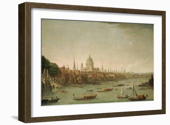 A Panoramic View of the City of London from the Thames Near the Water Gate of Somerset House-Antonio Joli-Framed Giclee Print