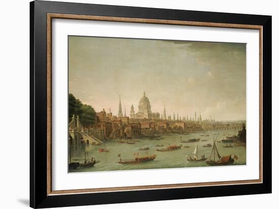 A Panoramic View of the City of London from the Thames Near the Water Gate of Somerset House-Antonio Joli-Framed Giclee Print