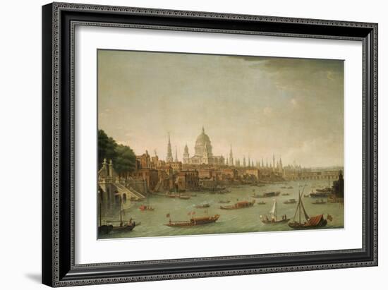 A Panoramic View of the City of London from the Thames Near the Water Gate of Somerset House-Antonio Joli-Framed Giclee Print