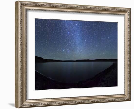 A Panoramic View of the Milky Way and La Azul Lagoon in Somuncura, Argentina-Stocktrek Images-Framed Photographic Print