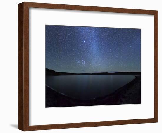 A Panoramic View of the Milky Way and La Azul Lagoon in Somuncura, Argentina-Stocktrek Images-Framed Photographic Print