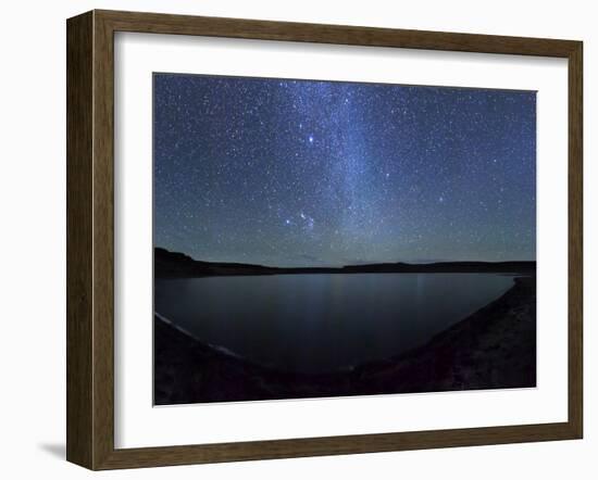 A Panoramic View of the Milky Way and La Azul Lagoon in Somuncura, Argentina-Stocktrek Images-Framed Photographic Print