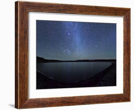 A Panoramic View of the Milky Way and La Azul Lagoon in Somuncura, Argentina-Stocktrek Images-Framed Photographic Print