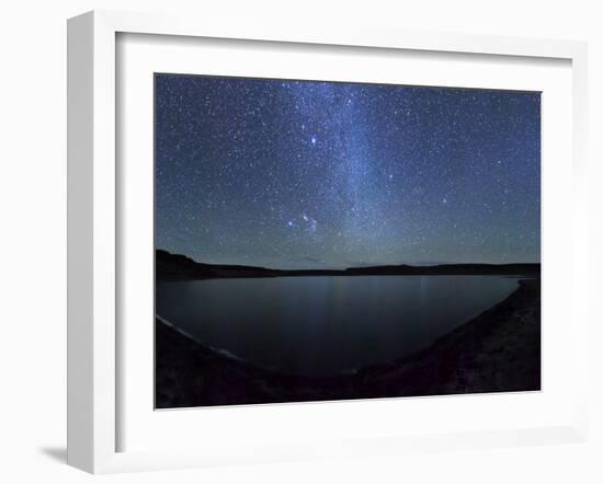 A Panoramic View of the Milky Way and La Azul Lagoon in Somuncura, Argentina-Stocktrek Images-Framed Photographic Print