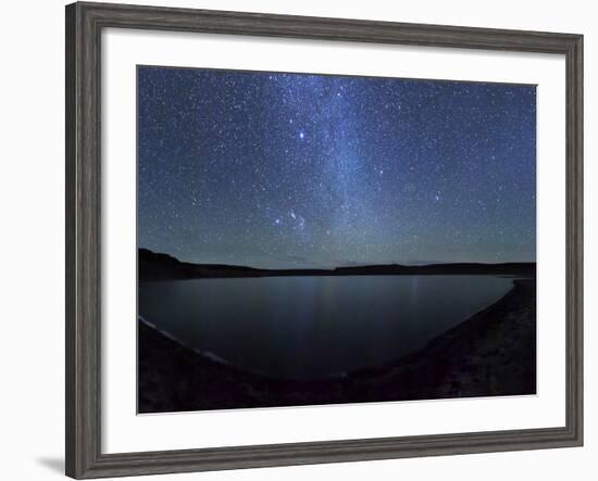 A Panoramic View of the Milky Way and La Azul Lagoon in Somuncura, Argentina-Stocktrek Images-Framed Photographic Print