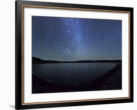 A Panoramic View of the Milky Way and La Azul Lagoon in Somuncura, Argentina-Stocktrek Images-Framed Photographic Print