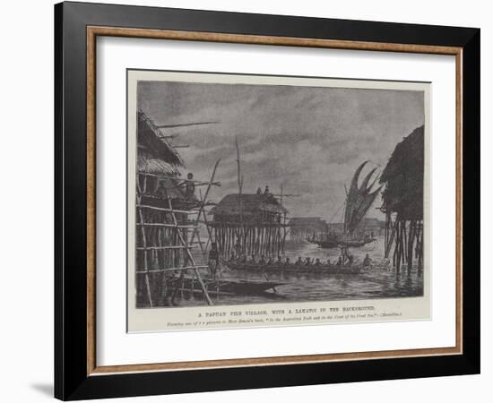 A Papuan Pile Village, with a Lakatoi in the Background-null-Framed Giclee Print