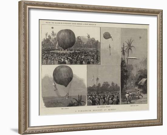 A Parachute Descent at Bombay-null-Framed Giclee Print