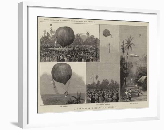 A Parachute Descent at Bombay-null-Framed Giclee Print