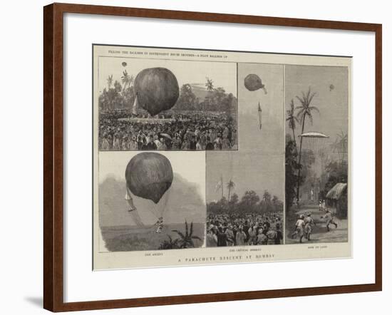 A Parachute Descent at Bombay-null-Framed Giclee Print