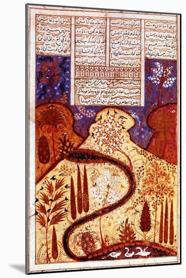 A Paradise Garden, Persian Miniature, C1300-null-Mounted Giclee Print