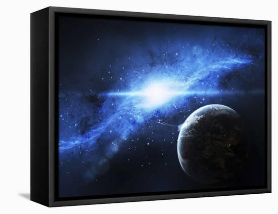 A Paradise World with a Huge City Looks Out on a Beautiful Nebula-Stocktrek Images-Framed Premier Image Canvas