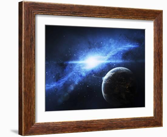 A Paradise World with a Huge City Looks Out on a Beautiful Nebula-Stocktrek Images-Framed Photographic Print