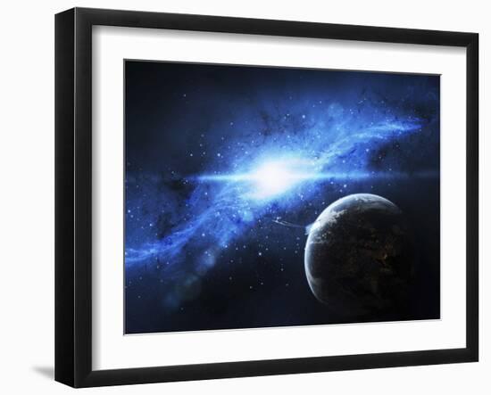 A Paradise World with a Huge City Looks Out on a Beautiful Nebula-Stocktrek Images-Framed Photographic Print