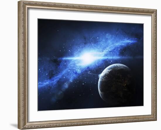 A Paradise World with a Huge City Looks Out on a Beautiful Nebula-Stocktrek Images-Framed Photographic Print