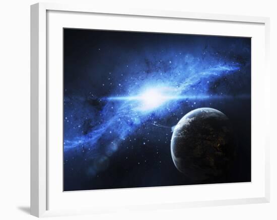 A Paradise World with a Huge City Looks Out on a Beautiful Nebula-Stocktrek Images-Framed Photographic Print