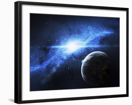 A Paradise World with a Huge City Looks Out on a Beautiful Nebula-Stocktrek Images-Framed Photographic Print